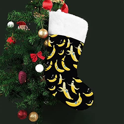Smiješne banane sa naočalama Božić viseći čarape za čarape za Xmas Tree Kamin za odmor Kućni kućni dekor
