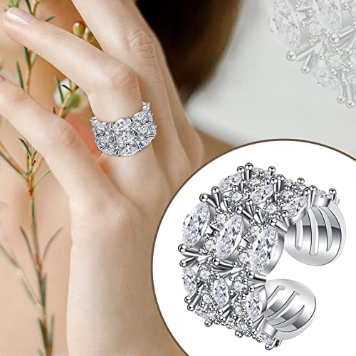 2023 Novi vještački dijamant otvoreni Ženski modni prsten podesivi prstenovi Teal prstenovi za žene