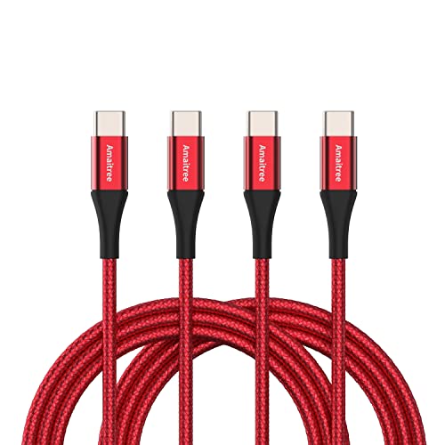 Amaitree USB C do USB C kabla, 2Pack Crvena pletenica od 60 W / 3A Brzi punjač USB C kabel, brza 3.0 punjenje Tip C kabel, kompatibilan