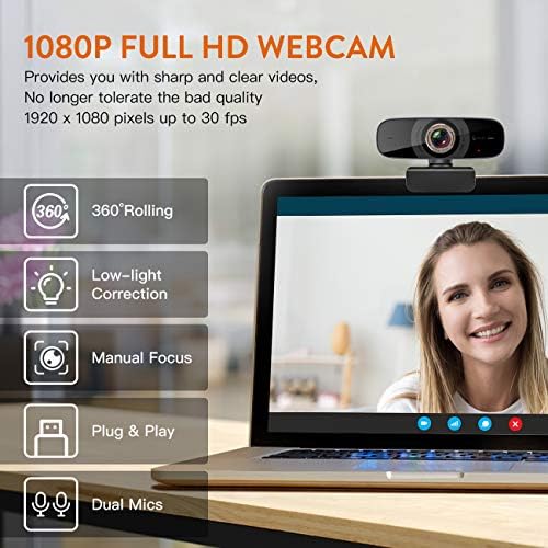 Angetube 825 Full HD 1080p Web kamera sa mikrofonom, širokougaoni pogled od 100° i korekcija pri slabom osvjetljenju, fleksibilan