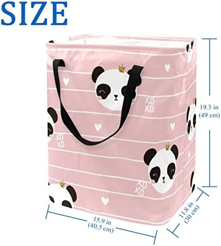 Crown Panda Print sklopiva korpa za veš, 60L vodootporne korpe za veš kanta za veš igračke ostava za spavaonicu u kupatilu