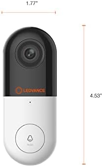 LEDVANCE WiFi Smart Vanjska kamera za zvono na vratima, dvosmjerni Audio, HD Video, kompatibilan sa Alexa i Google, podržava bežično zvono, Bijelo-1 Paket