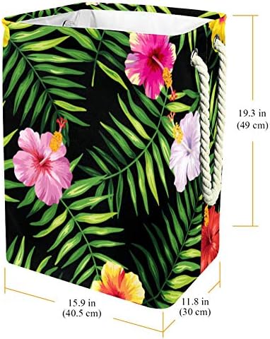 DJROW Hampers za veš tropske palme lišće i cvijeće veš Hamper ručke vodootporna prenosiva kanta za pranje kupatilo koledž