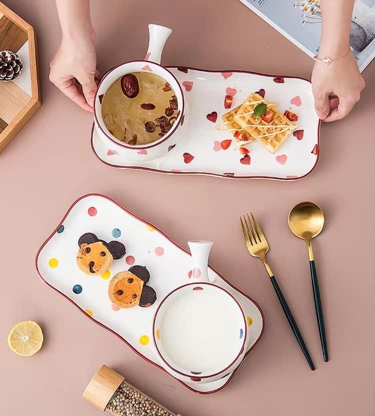 Yokiou Keramičke zdjelice za doručak postavljene su slatko za jasno posudu od jahača i čili suhu i sendvič ploče Francuski sopski