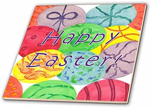 3drose akvarelna slika šarena uskršnja jaja Sretna Uskršnja ljubičasta slova-pločice
