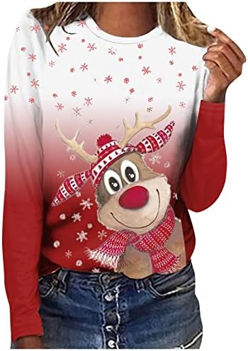 Ženski pad vrhova vrata čamca Sretan božićni duks klasični labavi fit dugi božićni džemperi za žene