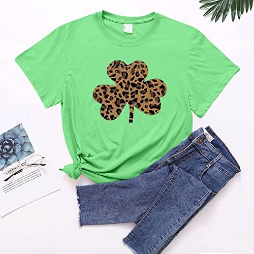 St. Patrick Dan Shirt za žene Patuljci Tshirts Crewneck Leopard kratke rukave majice Clover grafički Tees Tops