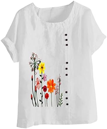 Ženski salon ties kratki rukav bluza sa majicom na brodu vrat posteljina ruža daisy cvjetni grafički prevelici 9J