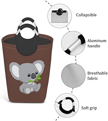 50L kvadratna torba za odlaganje prljave odjeće sklopiva / sa ručkom/Koala Eat Leaf pogodna za putovanja u kućni ormar u kupaonici