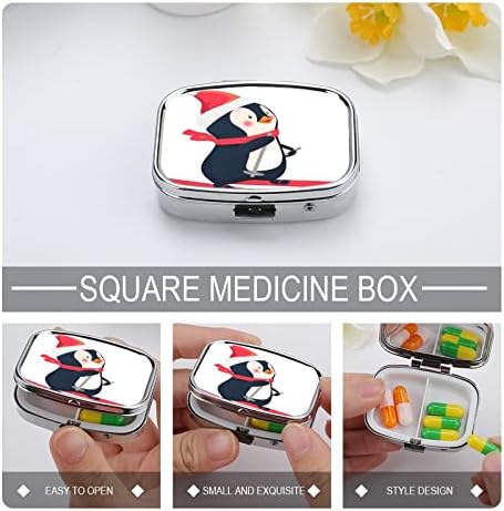 Kutija za pinguin Ski Merry Božićna božićna kutija u obliku leka za kvadratnu tabletu Prijenosni pilula Vitamin kontejner Organizator