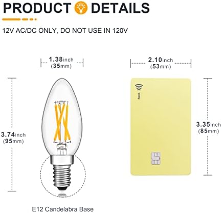 TOKCON 12V niskonaponske LED Sijalice - meke toplo bijele 2700k - 4W E12 B11 12Volt sijalice sa svijećama i 2W E26 12v cijevi