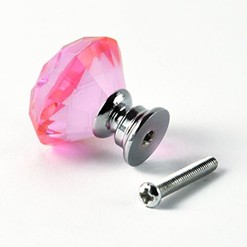Iqualite 12pcs dijamantski oblik Kristalno staklo 30 mm kabinetni ormarić ružičaste boje