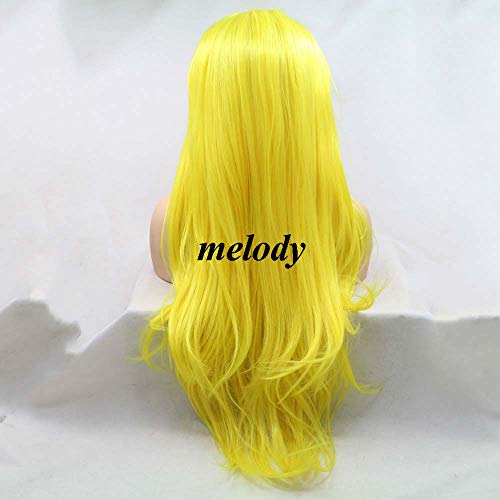 Melody Wigs Bright Yellow Wigs Synthetic Yellow Lace Prednje Perike Za Žene Perika Za Kosu Duge Prirodne Ravne Perike Otporne Na Toplotu