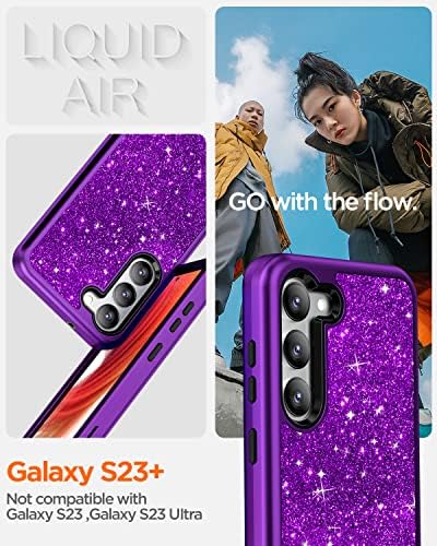 Aicase za Samsung Galaxy S23 Plus Case 5g, Bling sjajni sjaj Girly Teška zaštita od padova Šok otporna na troslojnu vojnu zaštitnu