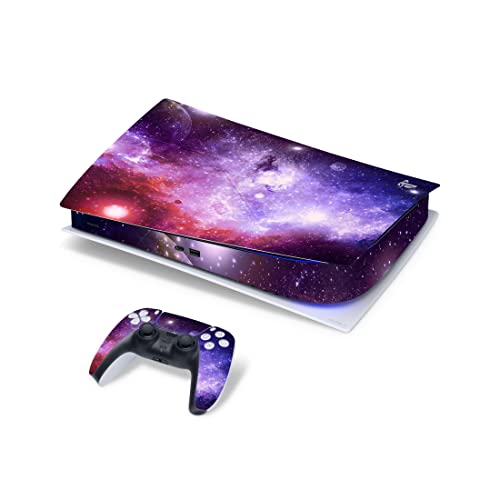 PS5 Purple Galaxy koža za Playstation 5 konzola i 2 kontrolera, svemirske kože vinilne 3M naljepnice za naljepnice Potpuno omotač