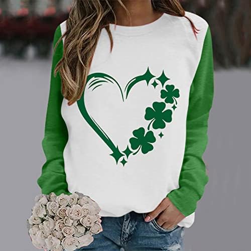 Dnevna dukserica St Patrick za žene okrugli vrat Ležerne tipke dugih rukava s majicama navlačene vrhove Duks pulover