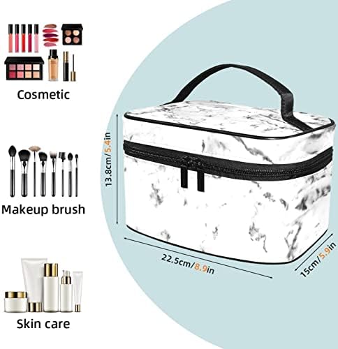 Kozmetičke vrećice za žene, torbe torbice za šminku Organizator za skladištenje šminke Djevojke, sivi bijeli mramorni uzorak