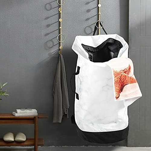 Torba za pranje veša od belog mermera sa naramenicama torba za ruksak za pranje veša sa vezicama za zatvaranje vješalice za kamp Laundromat