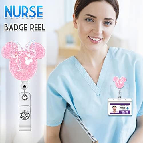 Plifal značka držač koluta uvlačenje sa ID klipom za Nurse Nursing Name Tag kartica slatka smiješna ružičasta crtana medicinska sestra