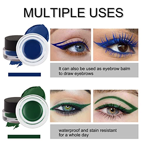 Jutqut 2 u 1 plavi i zeleni gel Set za oči, gel eyeliner kremasti Set za obrve sa četkama, visoko pigmentirana vodootporna mat vodootporna