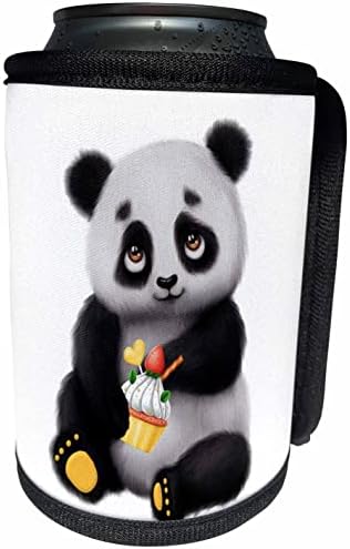 3Droza Slatka panda Bear Holding a ilustracija cupcake - može li hladnija boca