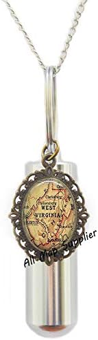AllMapsupplier modna kremacija urna ogrlica zapad Virginia Mapa kremacija urna ogrlica, zapadna Virginia Map urn, državna mapa kremacija