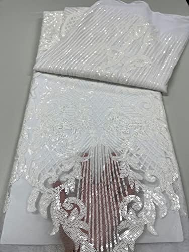 MaisonT Afrička čipkasta tkanina najnovija zlatna bijela Indijska Sari tkanina til čipkasta tkanina sa šljokicama za vjenčanicu YYZ228-5