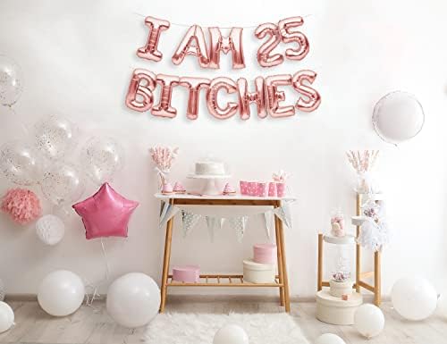 PartyForever Ja sam 25 ku kučke balone Banner Rose Gold 25. rođendanski ukrasi za zabavu