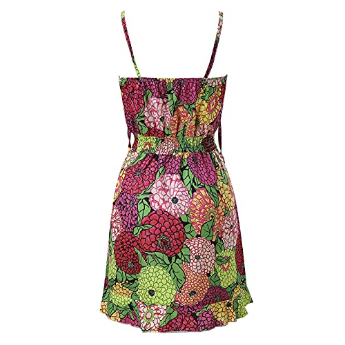 Ženska ljetna haljina haljine sa špageti remenom V vrat cvjetni Print Crewneck bez rukava nabrana Mini kratka haljina