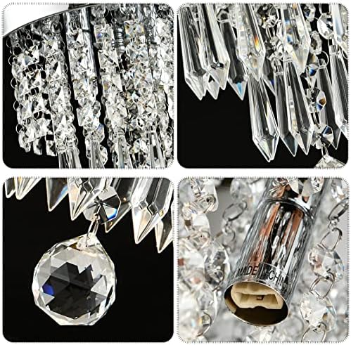 Zaqtan Chrome Flush Mount kristalni luster sa 2 svjetla LED moderno višeslojno stropno svjetlo Fixture Raindrop D9