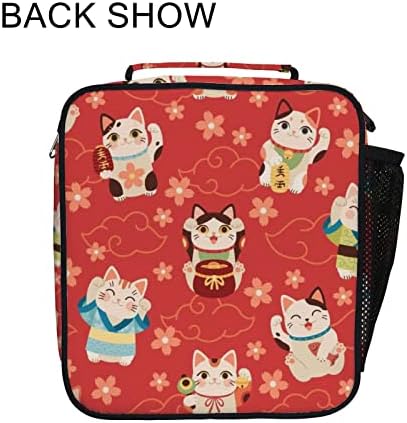 Crvene Kawaii slatke cartoon Cats torbe za ručak za žene i muškarce, izolovane torbe za ručak za višekratnu upotrebu torbe za ručak