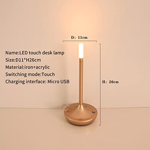 Lizhoumil luksuzna LED lampica sa senzorom dodira Modern Iron Art USB punjiva noćna lampica za lampicu Početna Dekor za vanjsku terasu