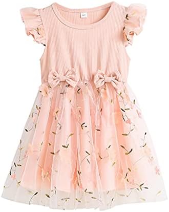 Kagayd haljina za male djevojčice male djevojke Fly Sleeve cvjetni printovi til rebrasta princeza haljina odjeća za čajnu zabavu