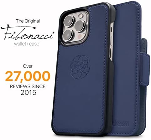 Dreem Fibonacci 2-u-1 torbica za novčanik za Apple iPhone 14 Plus-luksuzna veganska koža, magnetna odvojiva futrola za telefon otporna na udarce, zaštita RFID kartice, MagSafe kompatibilna-Royal