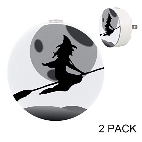 Halloween Witch Silhouette Plug in LED automatsko svjetlo za spavaću sobu, hodnik i kuhinju, Pakovanje 2