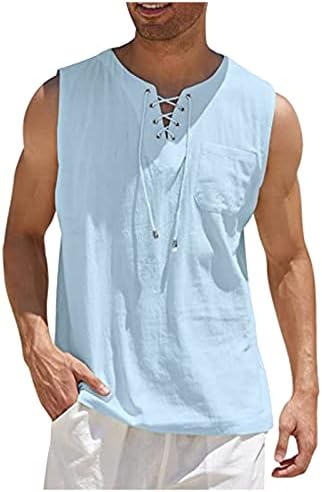 RTRDE muške posteljine majice casual labavo pamučne košulje u boji košulje u boji rukava bez rukava na plaži na plaži