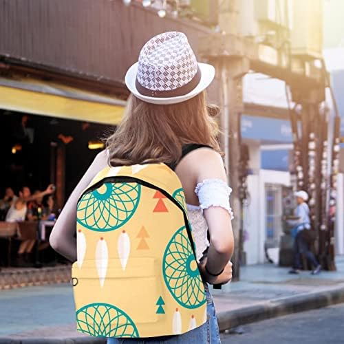 VBFOFBV putni ruksak, ruksak za laptop za žene muškarci, modni ruksak, japanski boho tirkizni zeleni žuto hvatač snova