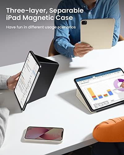 TomToc pametni folio vertikalni slučaj za 12,9-inčni iPad Pro 6. / 5. / 4. 2012. Gen 2022-2018, 3-sloj, odvojiv, tanak zaštitni magnetski