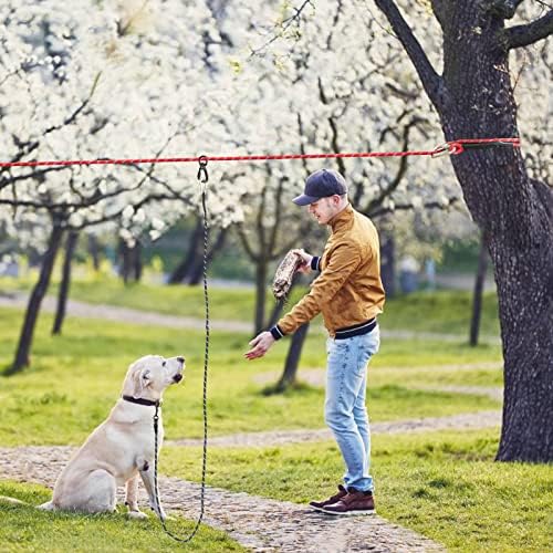 Pas kabl za kampiranje, 50ft pas kabel kabel prenosiv nadzemna kolica remenica za pse za pse do 200 kilograma, pseći vodstvo za dvorišta