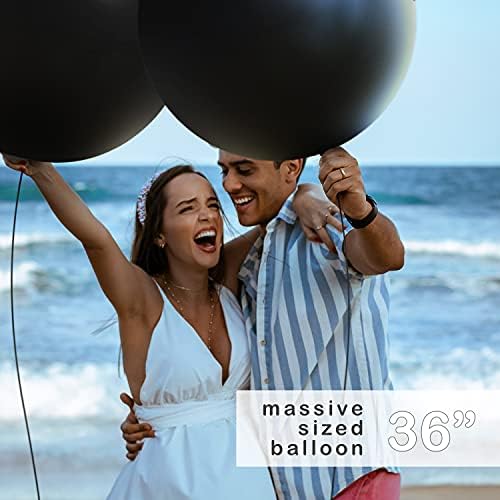 Balon za otkrivanje spola 36 - 2 crna sfera baloni sa 2 paketa ružičaste i plave konfetne balone najbolje za bebu rod otkrivaju zabavu