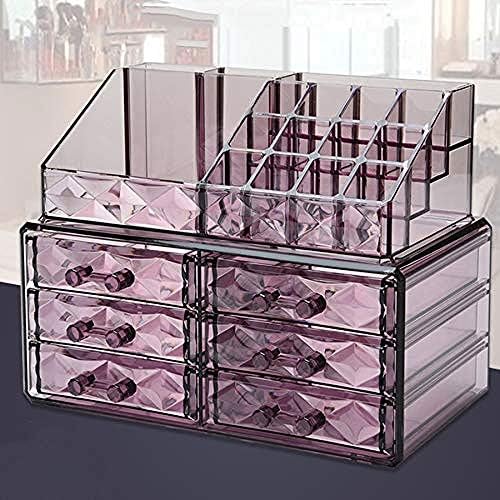 Yasez kutija za nakit-prozirni akrilni Organizator nakita sanduk / kutija za odlaganje šminke sa fiokama & viseći držač ogrlice-Clear