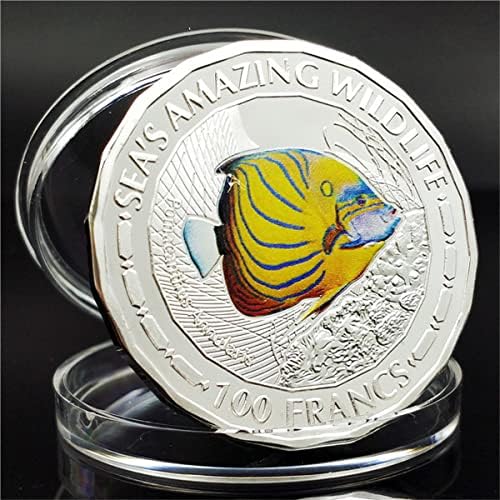 Kongo za životinje Srećnog plavog prstena Tropska riba ocean poklon Komemorativni kovani kovani sabirni sabirni sabirni srebrni novčići