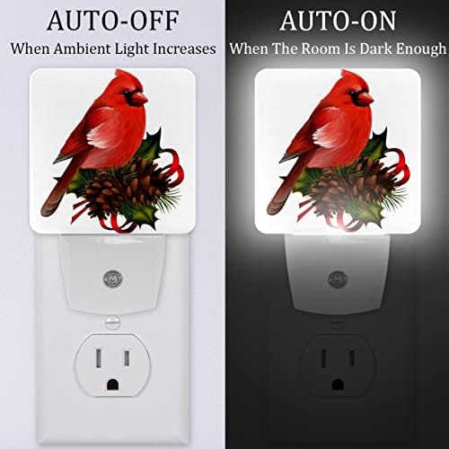 2 paket Plug-in Nightlight LED noćno svjetlo crveni Kardinal Bird Božićni Print, senzor sumraka do zore za dječiju sobu kupatilo,
