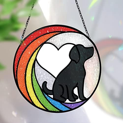 Huray Rayho Dog Memorijalni pokloni vitraž stakleni prozor viseći Rainbow Bridge hvatač sunca Simpatijski poklon za ljubitelje pasa