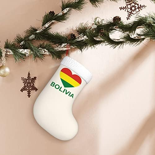 QG ZZX Ljubav Bolivia Božićni čarapa Xmas Čarape Kamin Viseća čarapa 18 inča Dekoracija za odmor
