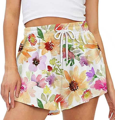 Ženske kratke hlače za ljeto plus veličine casual visoke struk široke noge Boho kratke hlače cvjetni print Udobne slatke kratke hlače