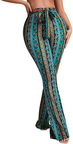 BOHO FLARE pantalone za žene - rave visoko strukto dno retro 70-ih disko noge cvjetne pantalone za nogu palazza
