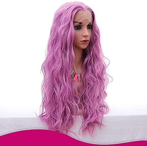 Well Wigs Cos Ručno Rađena Čipkasta Perika Wig Lady Pink Ljubičasta Duga Kovrdžava Djevojka Perika 30 Inča