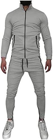 Muška modna sportska odijela Casual Solid Color patentni pantalone s dugim rukavima postavljeni suparni odijelo