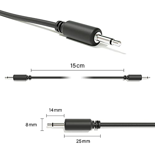 ExcelValley - 5 - Pack-Mono Modularni patch kablovi-TS 3.5 mm 1/8 Eurorack sintisajzer [Crni / 10 cm-4]